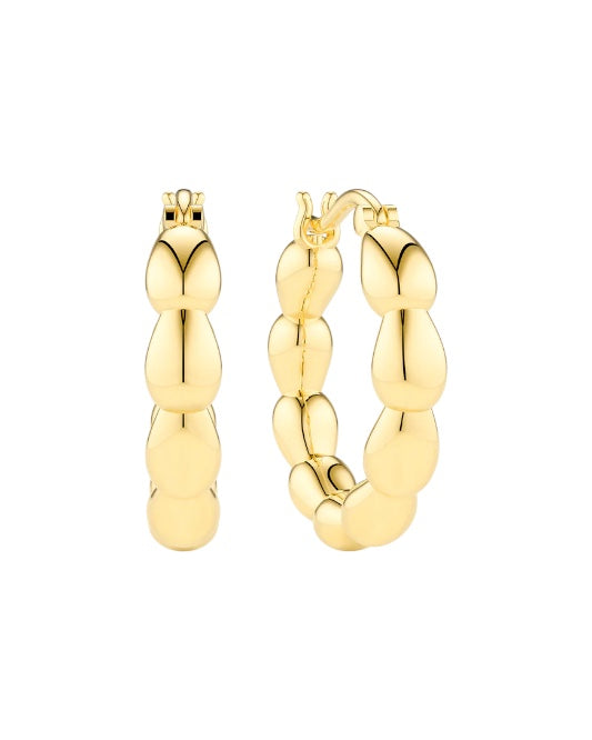 GOCCIA CERCHI PIANURA MEDIO Rhodium Plated Sterling Silver Earrings