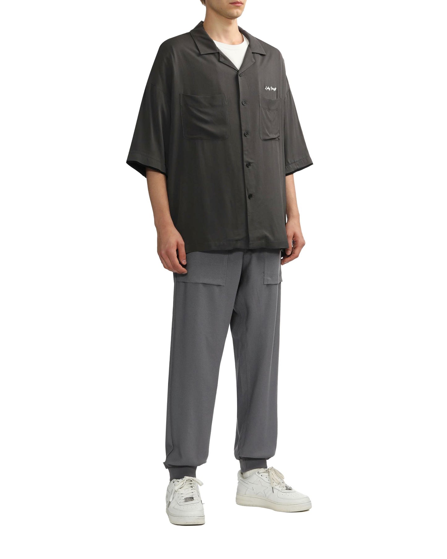 FIVE CM Men's Bowling Shirt in Charcoal