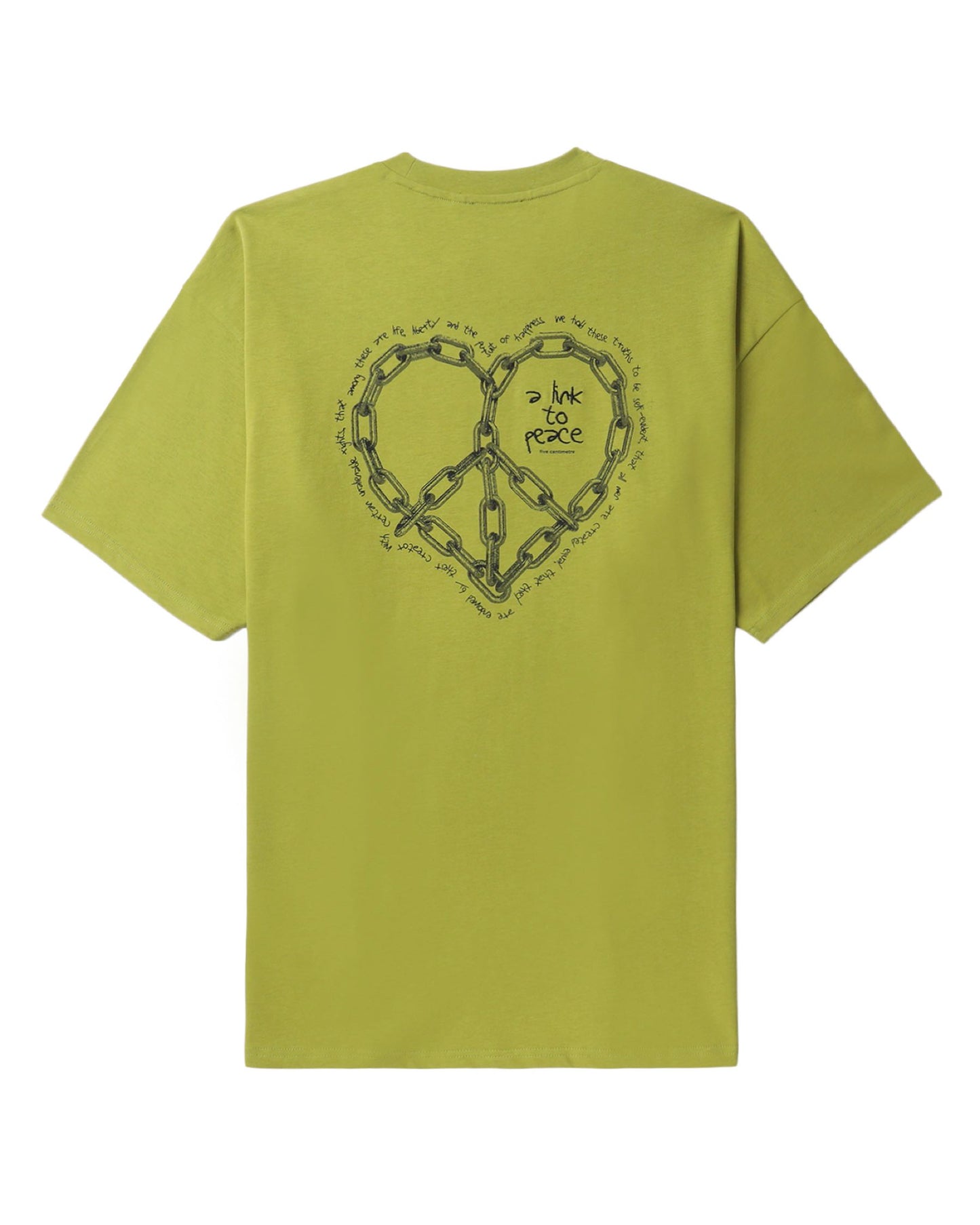 FIVE CM Men's Heart String T-shirt in Green/Yellow