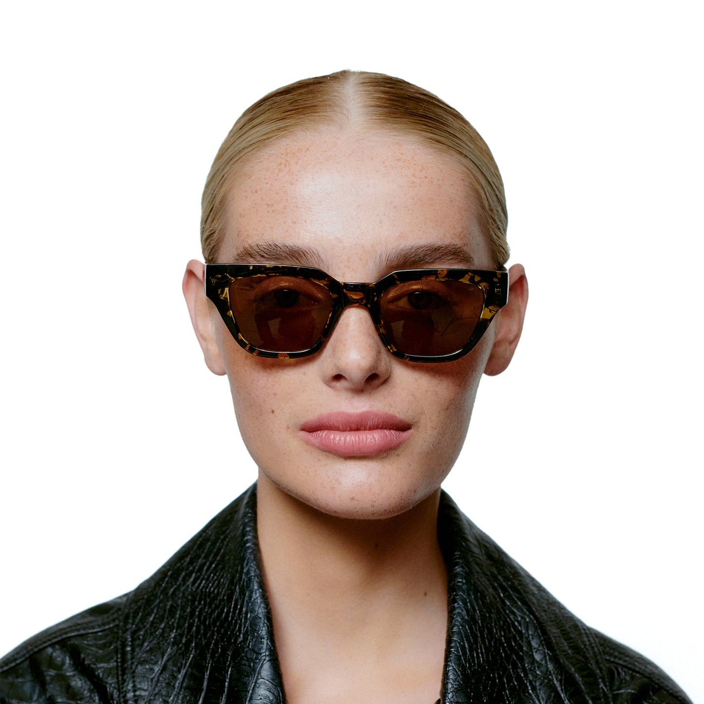A.Kjaerbede Kaws Sunglasses in Black & Yellow Tortoise color