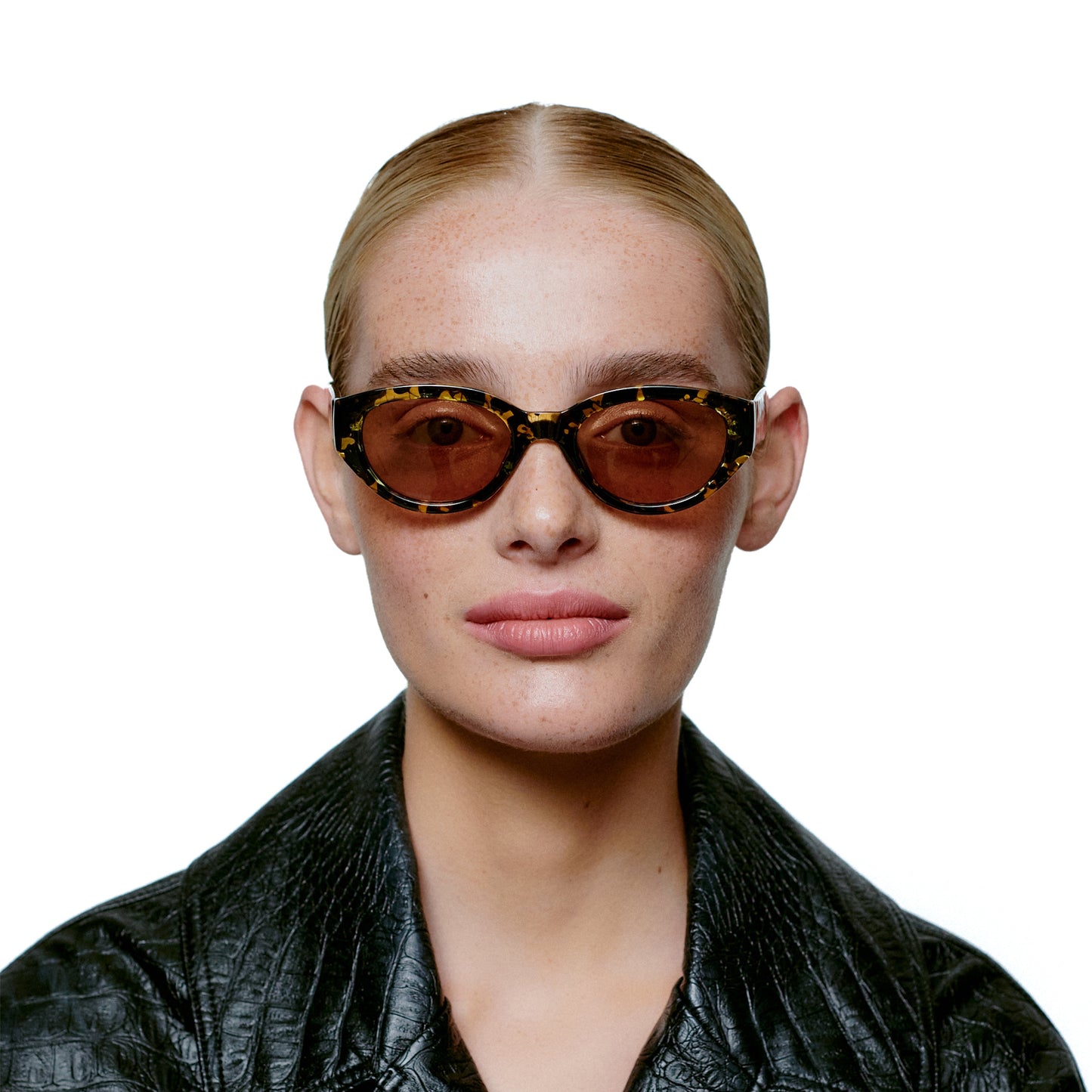 A.Kjaerbede Winnie Sunglasses in Black & Yellow Tortoise color