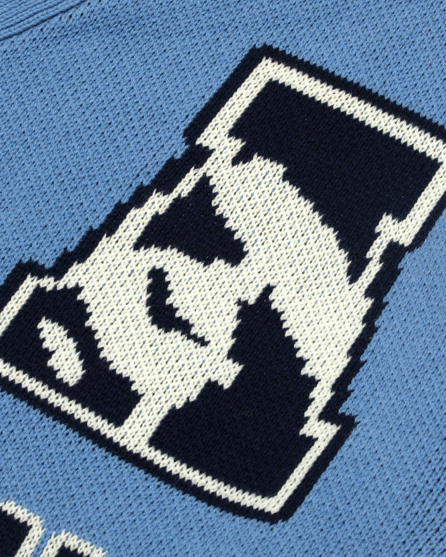 Men Moonface Jacquard Knit Cardigan in Blue