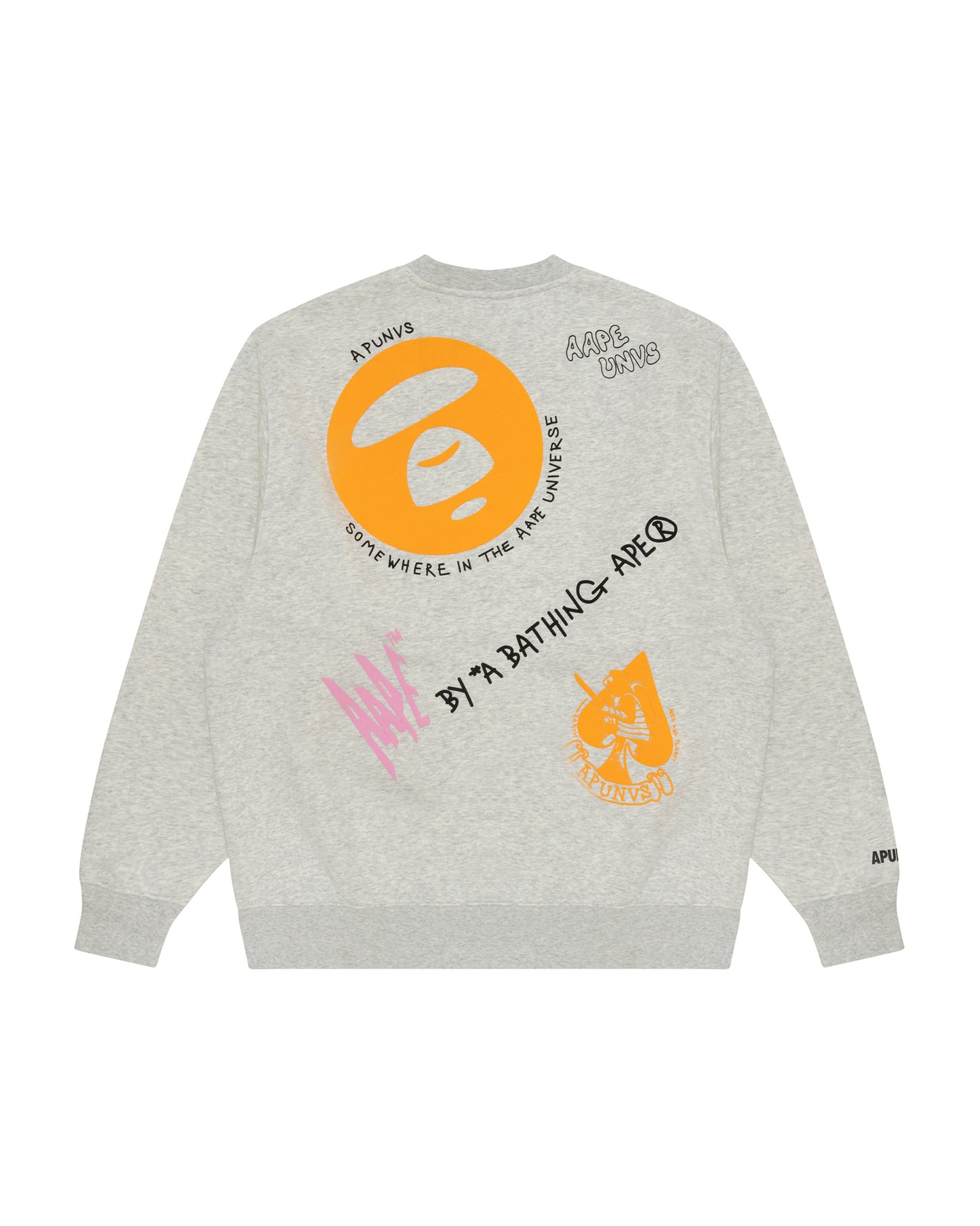 Men Moonface Graphic Print Sweatshirt in Heather White