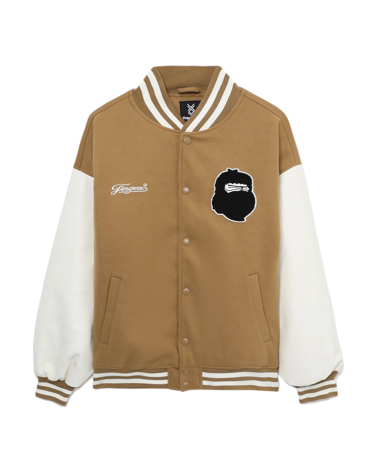 Men Big Foot Patch Padded Bomber jacket in Beige