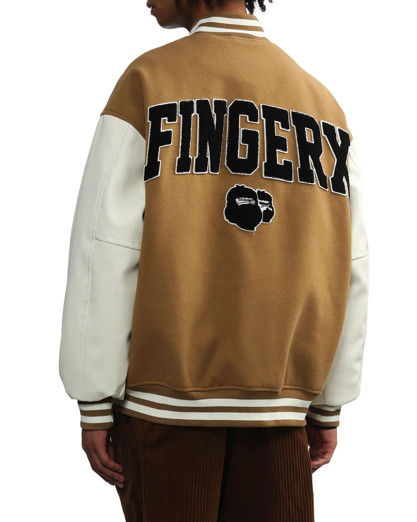 Men Big Foot Patch Padded Bomber jacket in Beige