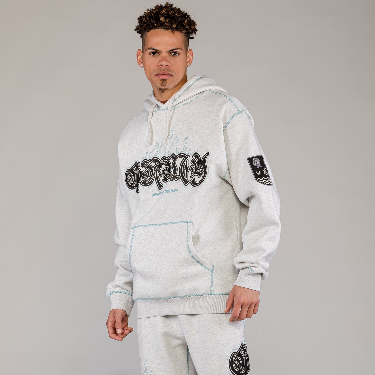 Men Fire Route Vintage Hoodie in Sport Grey