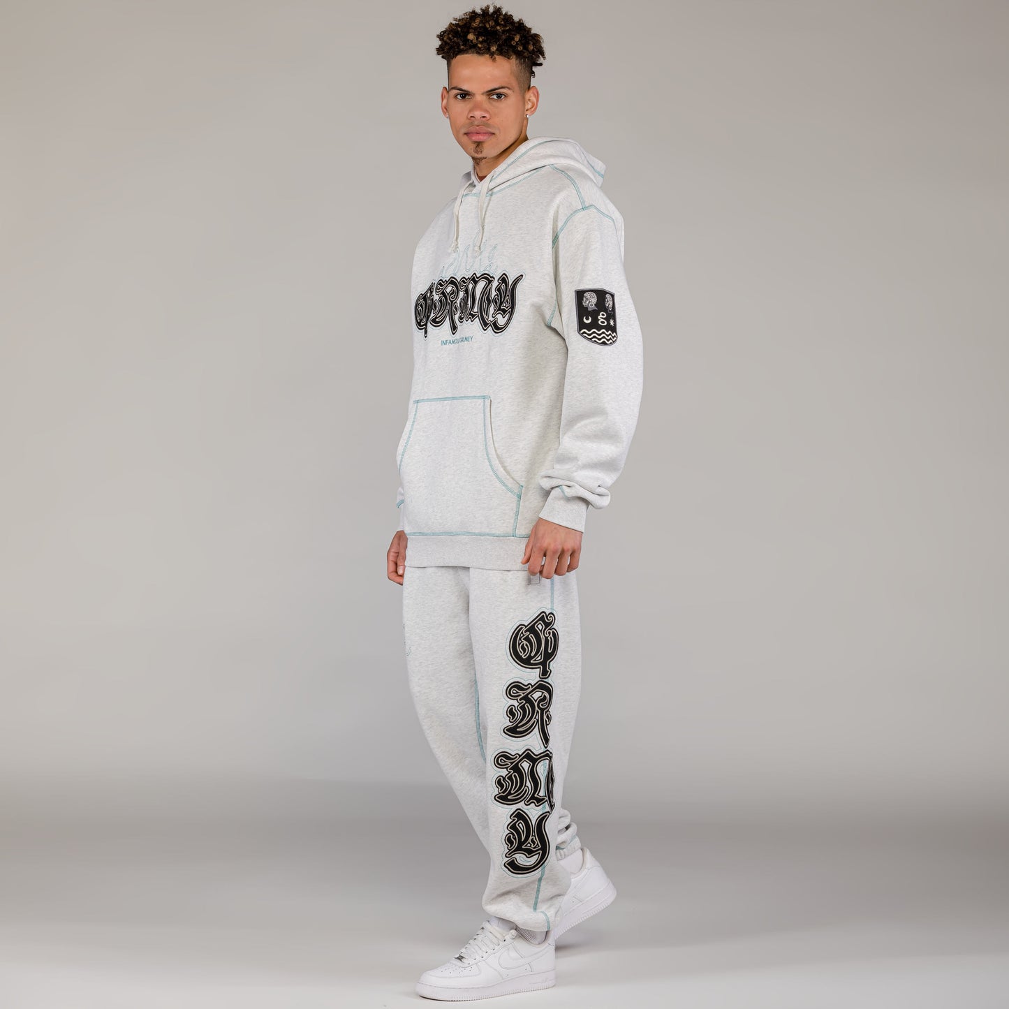 Men Fire Route Vintage Hoodie in Sport Grey