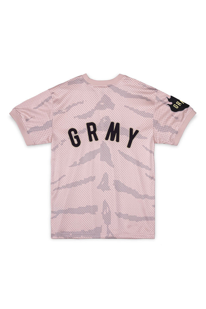 Cloven Tongues All Over Print Mesh Tee in Cream