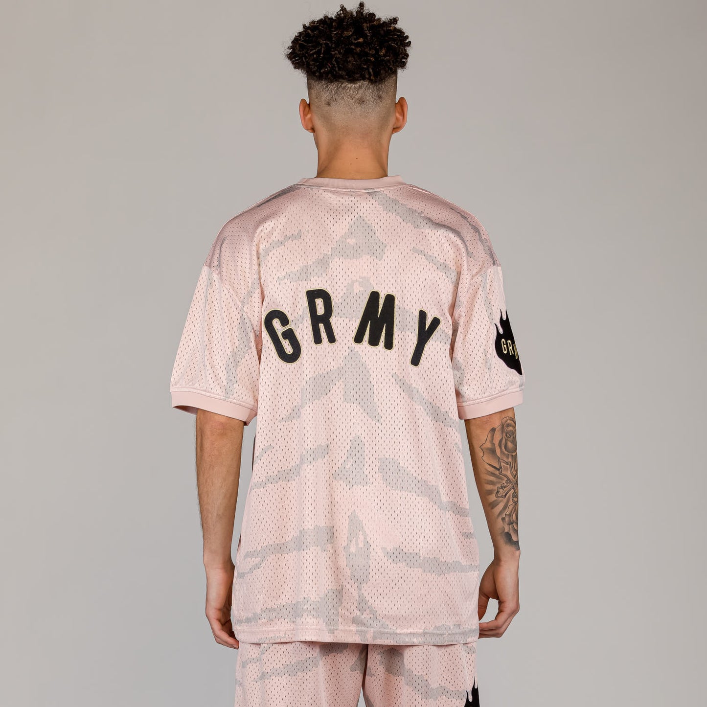 Cloven Tongues All Over Print Mesh Tee in Cream