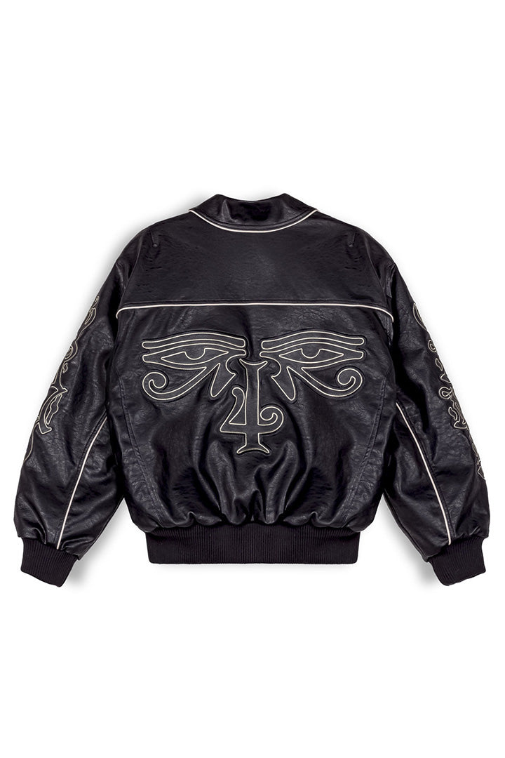 Men Fire Route PU Leather Jacket in Black