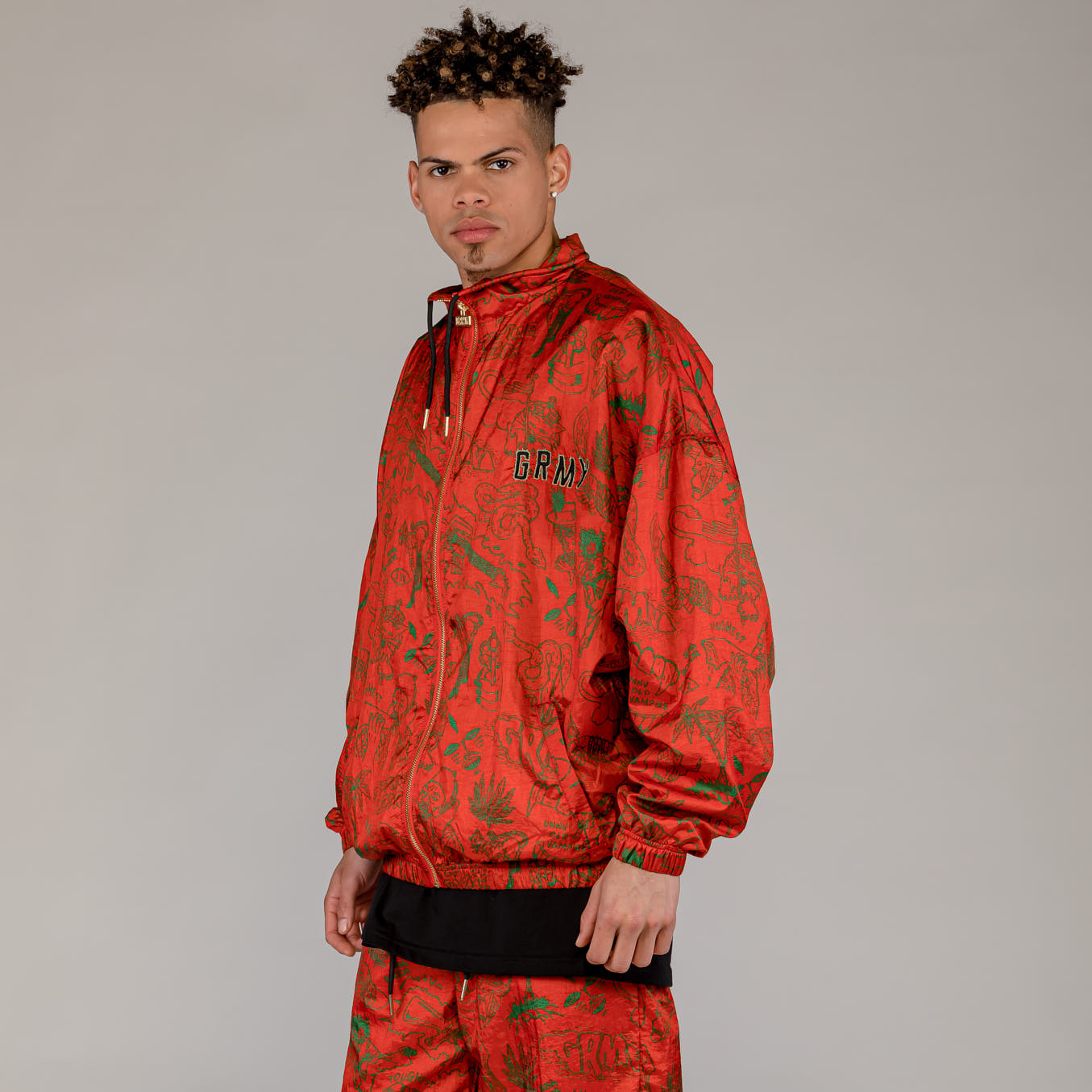 Men The Toughest Satin Track Jacket in Red