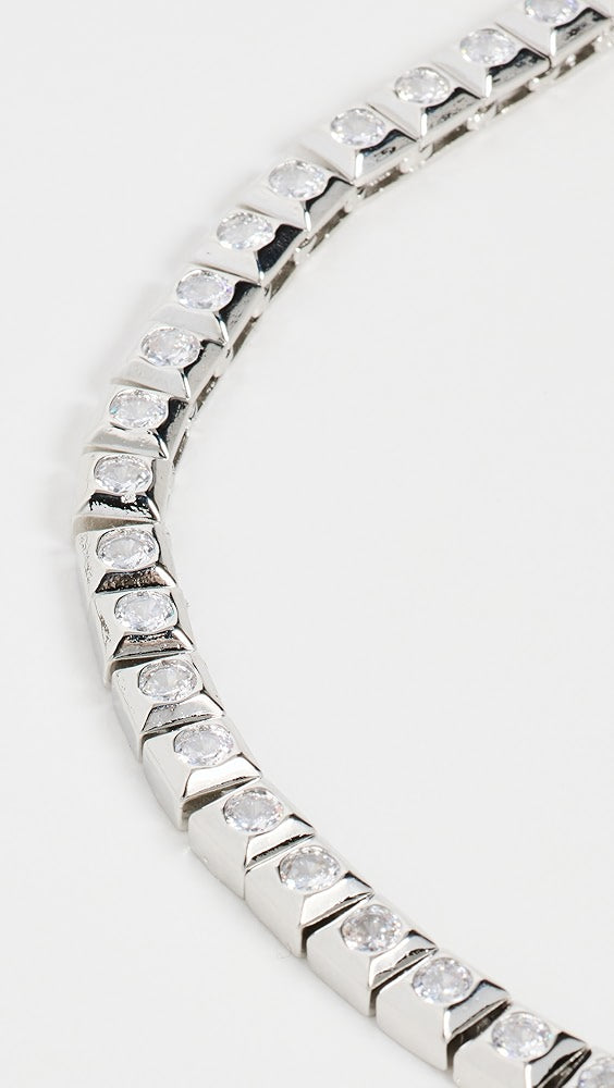 Pyramid Stud Tennis Necklace- Silver