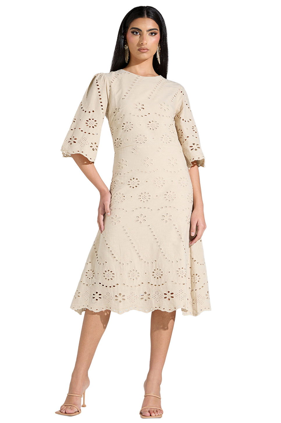 Floral Eyelet Midi Dress