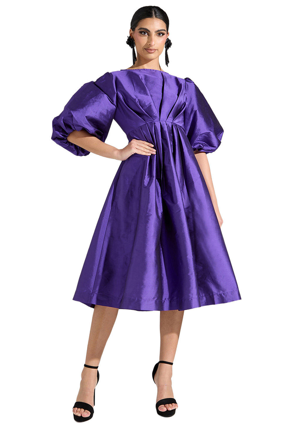 Satin Puff Sleeve Dress