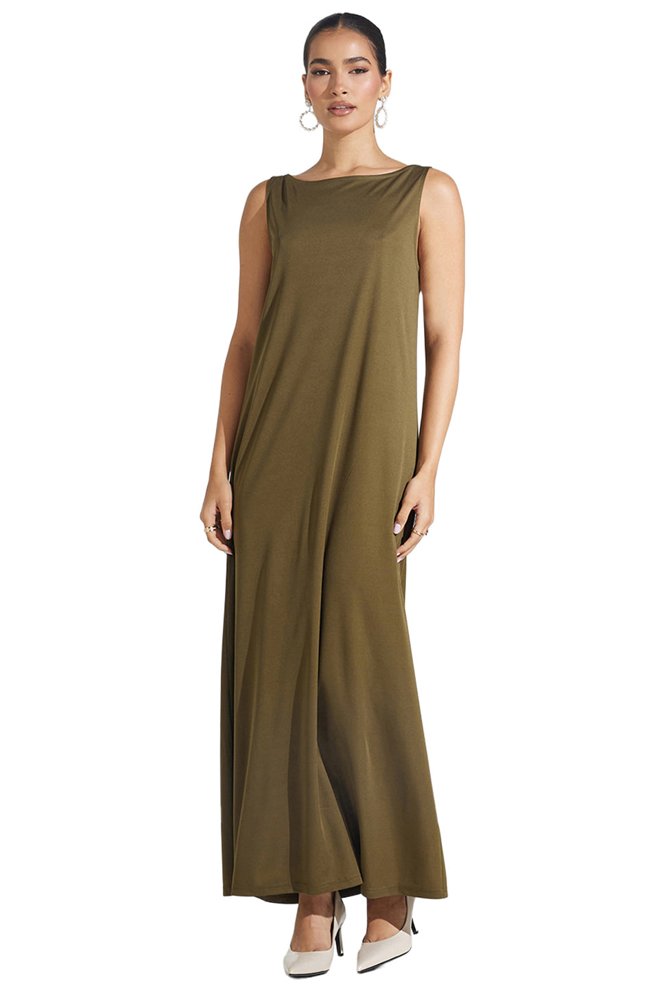 Olive Ruffle Maxi Dress
