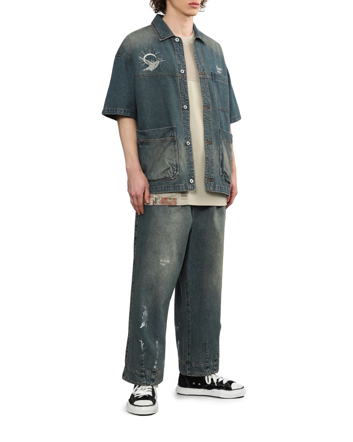 BIRD EMBROIDERED DENIM SHIRT