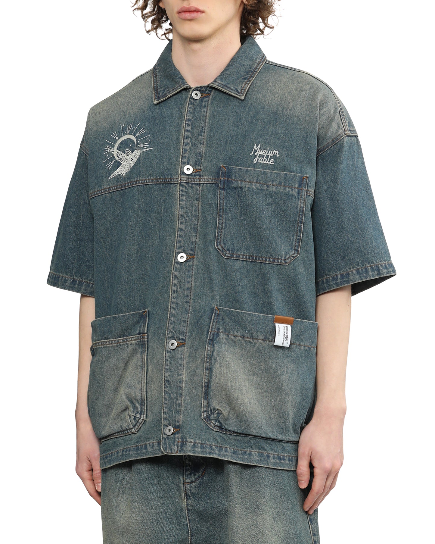 BIRD EMBROIDERED DENIM SHIRT