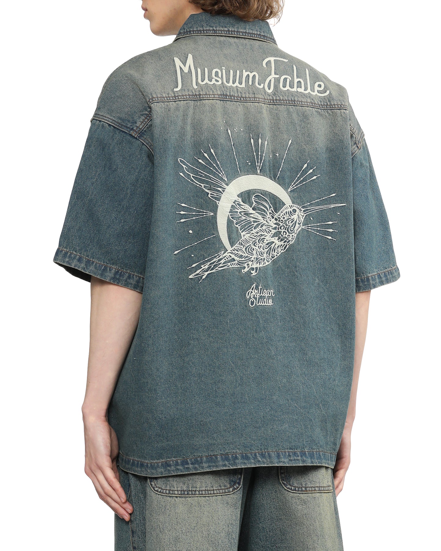 BIRD EMBROIDERED DENIM SHIRT