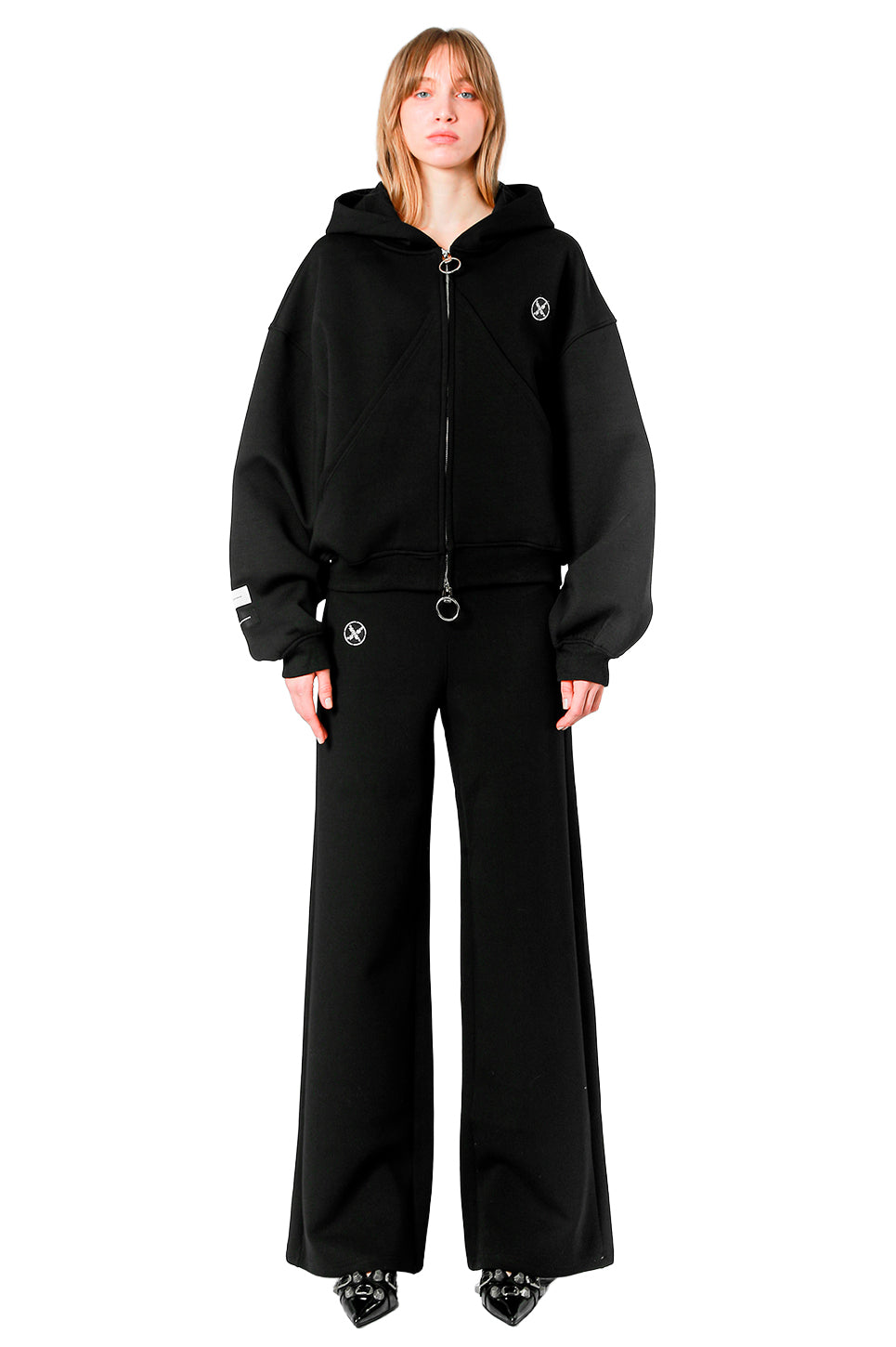 MWM Black Oversized Cropped Hoodie Triangle Pockets