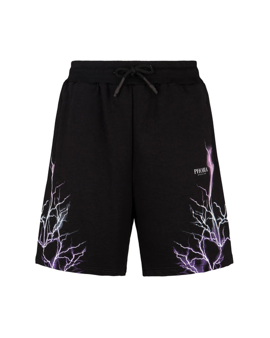 Men Purple Grey Fuchsia Shorts in Black