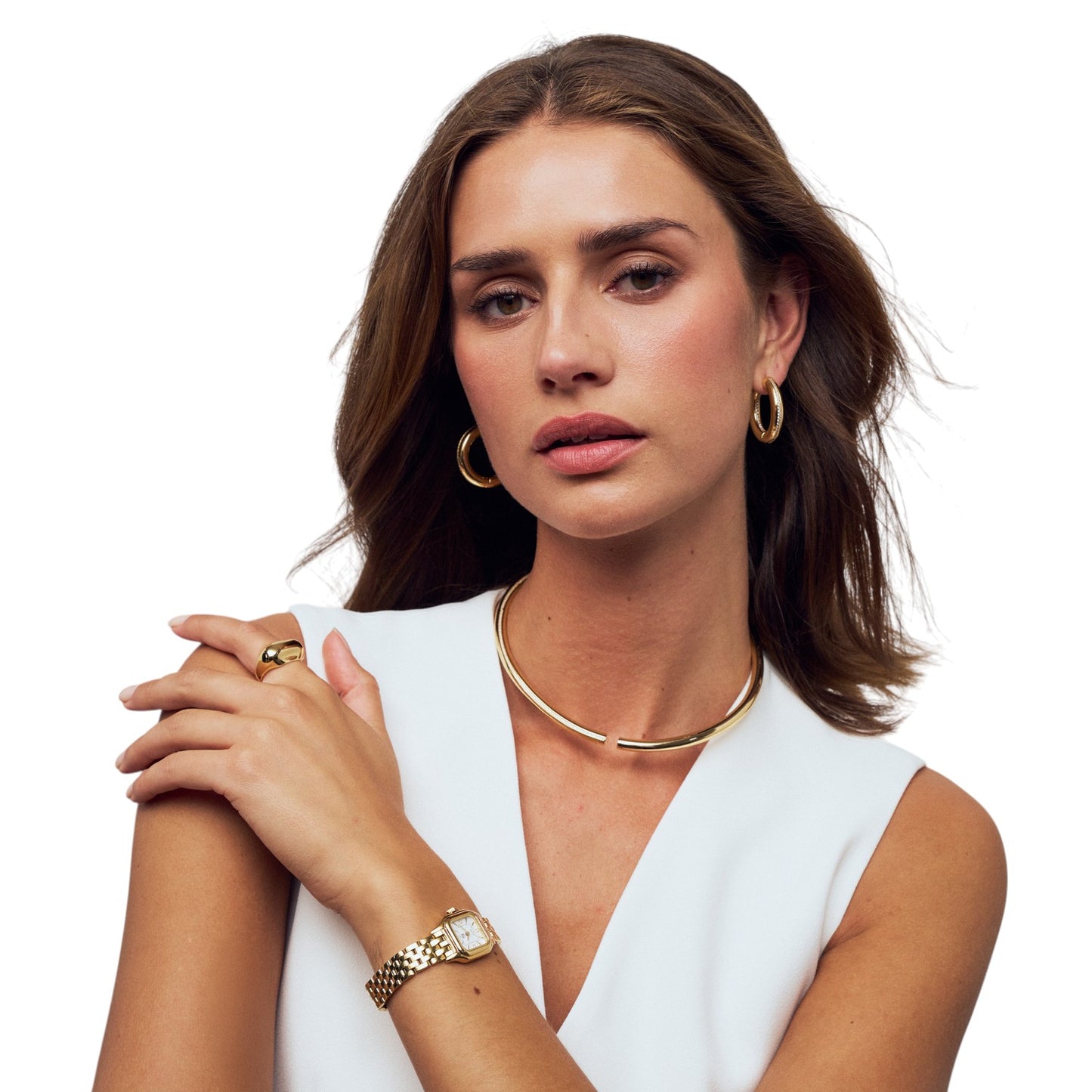 PALERMO 18k gold plated Sterling Silver NECKRING with White zirconia