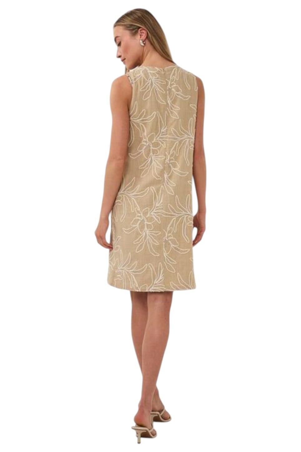 EsQualo Dress Flower Embroidery Sand