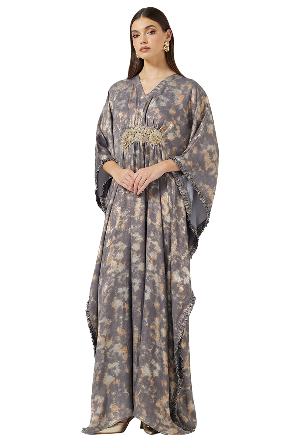 Embroidered Front Lace Kaftan