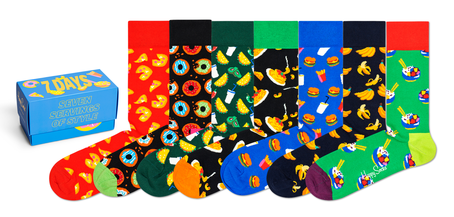 7-Pack 7 Days of Food Socks Gift Set
