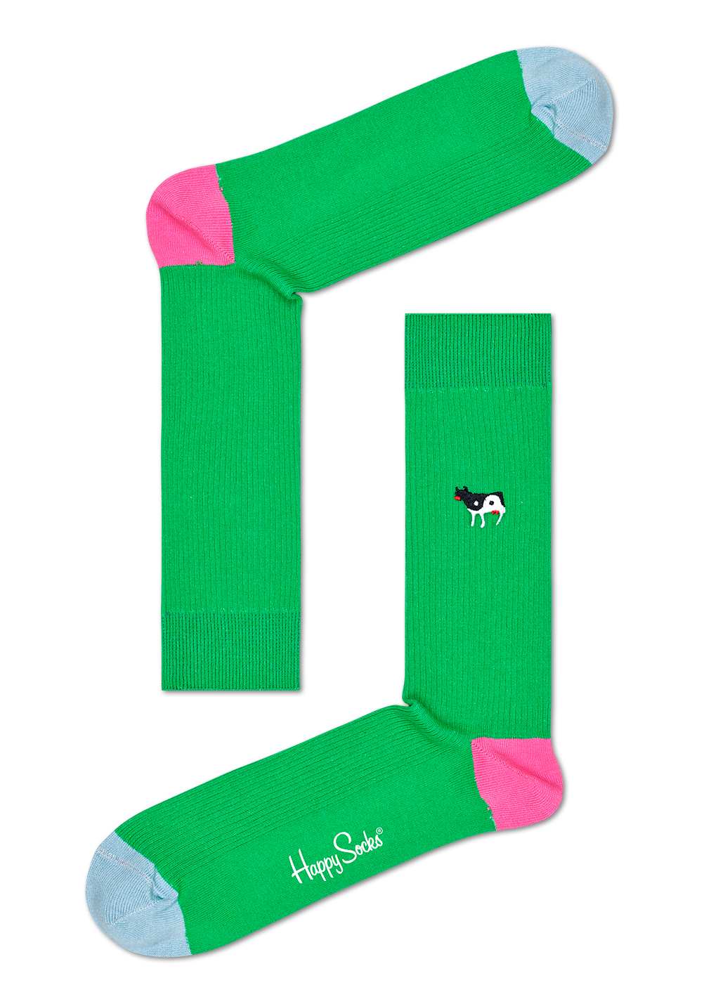 Ribb Embroidery Yin Yang Cow Sock