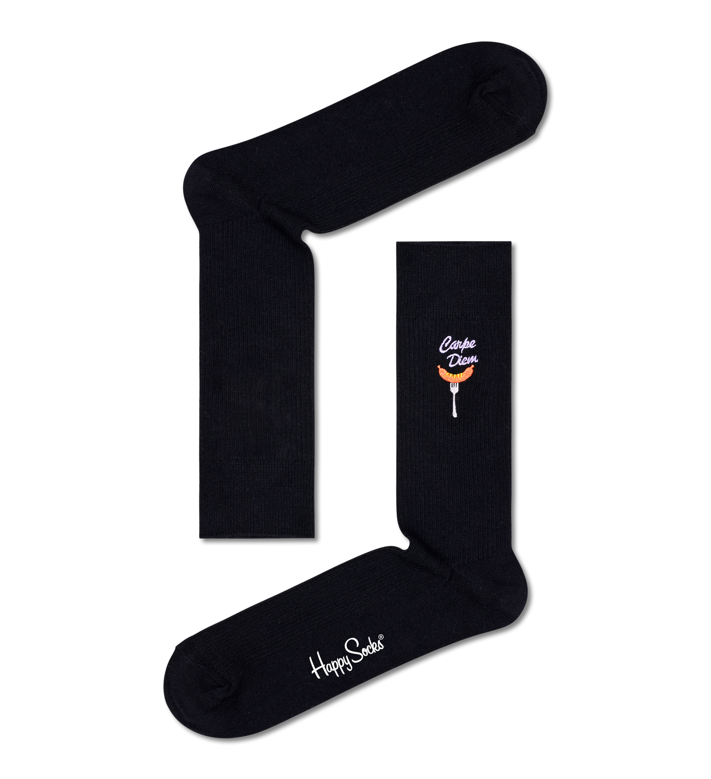 Ribbed Embroidery Carpe Diem Sock