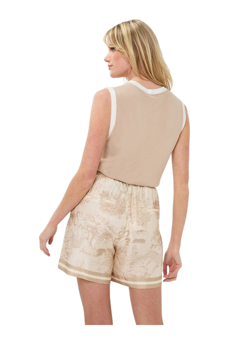 EsQualo TOP CONTRAST RIB Sand