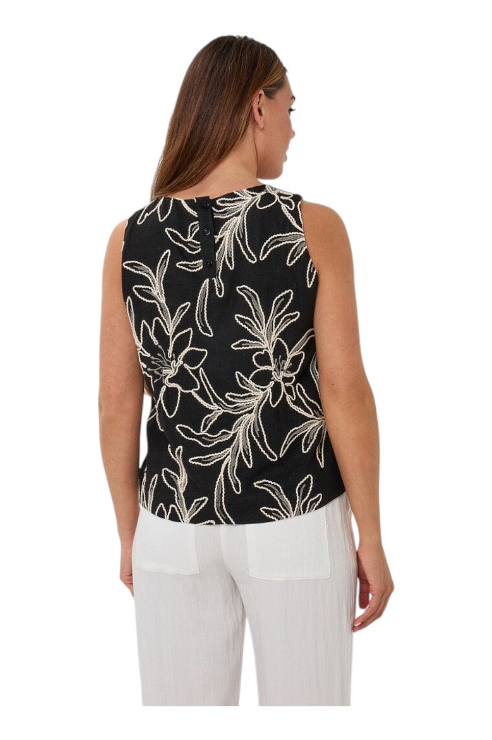 EsQualo Top Flower Embroidery Black