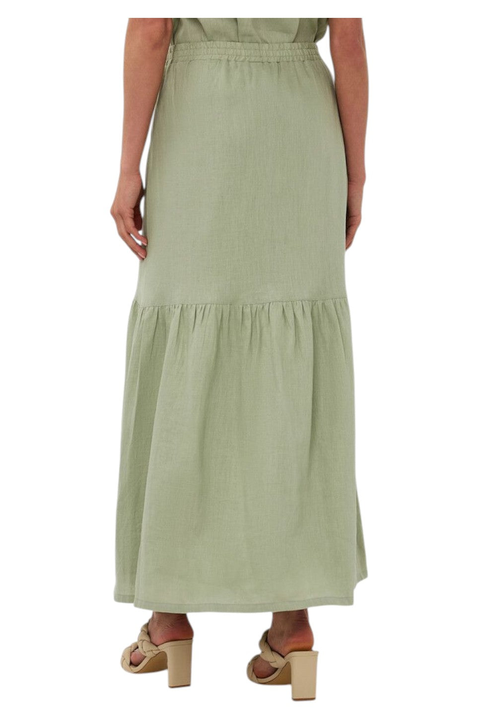 EsQualo SKIRT LONG LINEN Soft Green
