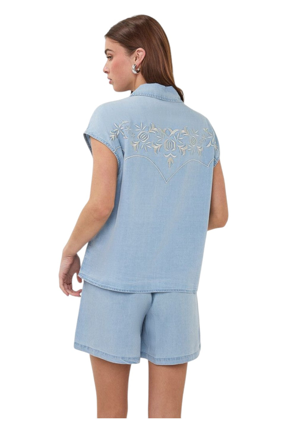 EsQualo BLOUSE CHAMBRAY Light Blue
