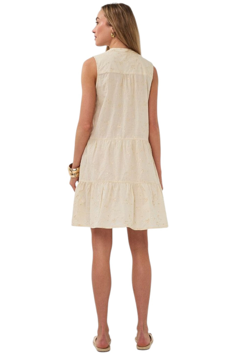 EsQualo DRESS EMBROIDERED SEQUINS Light Sand