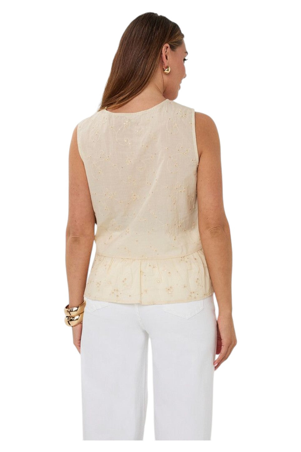 EsQualo BLOUSE EMBROIDERED SEQUINS Light Sand