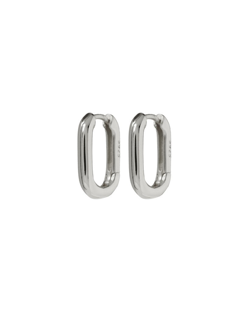 Chain Link Huggies- Silver