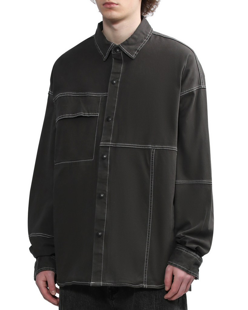 Izzue Mens Long Sleeve Shirt in Charcoal Color