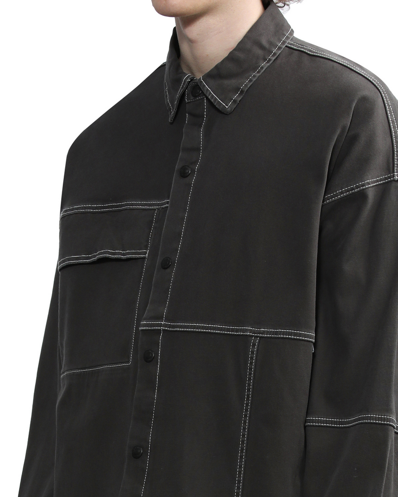 Izzue Mens Long Sleeve Shirt in Charcoal Color