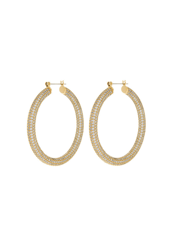 Pave Amalfi Hoops-Gold