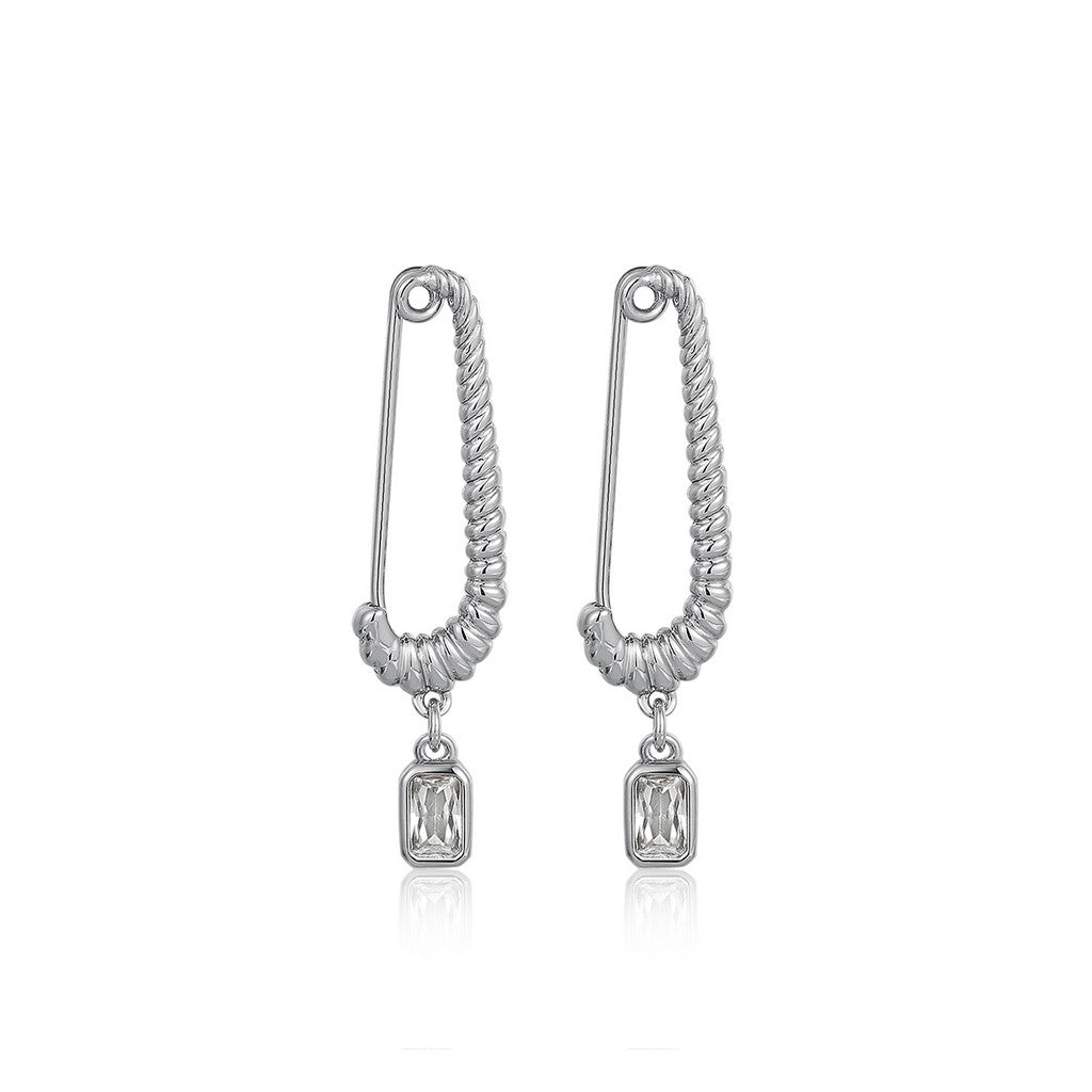 The Francois Safety Pin Earrings- Silver