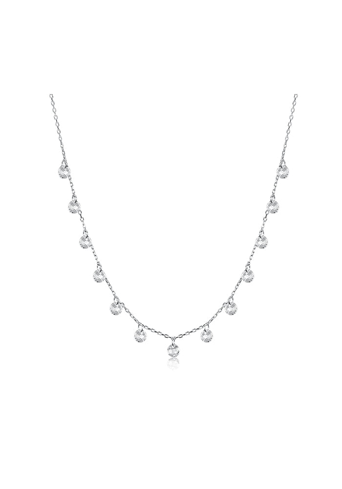 Women's Silver Stones Necklace - P007-35