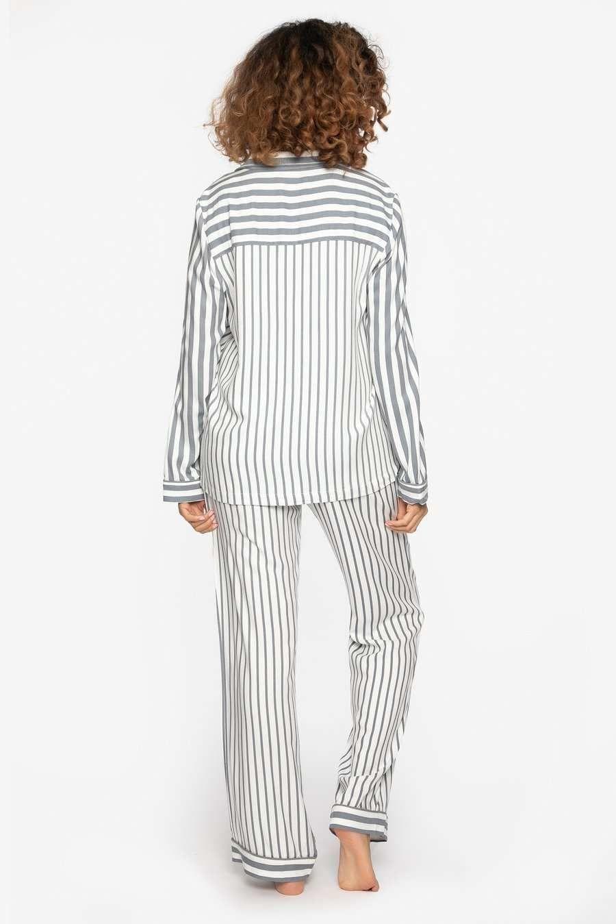 Boyfriend Stripe Pyjama Set in Grey/Ecru