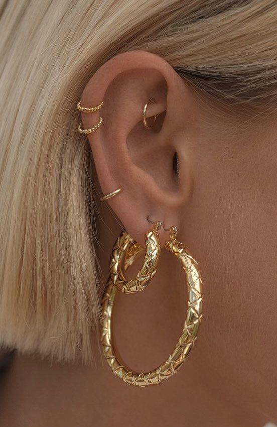 Quilted Baby Amalfi Hoops-Gold