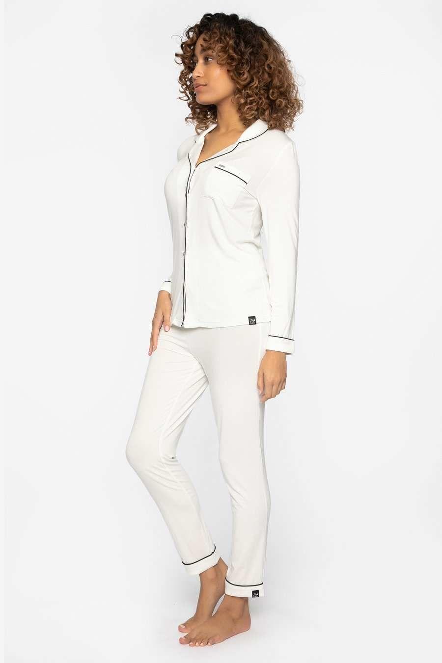 Cream Bamboo Pyjama Set For Women