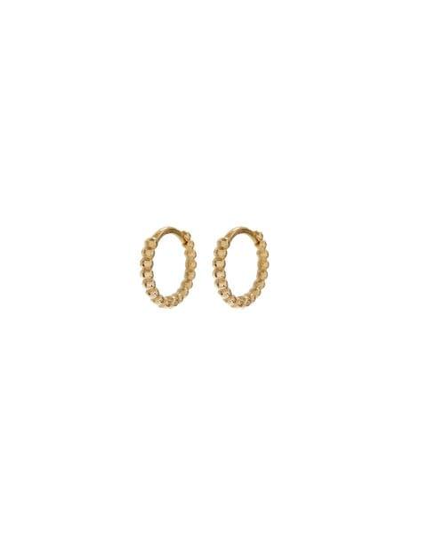 Mini Continuous Beaded Huggies-Gold