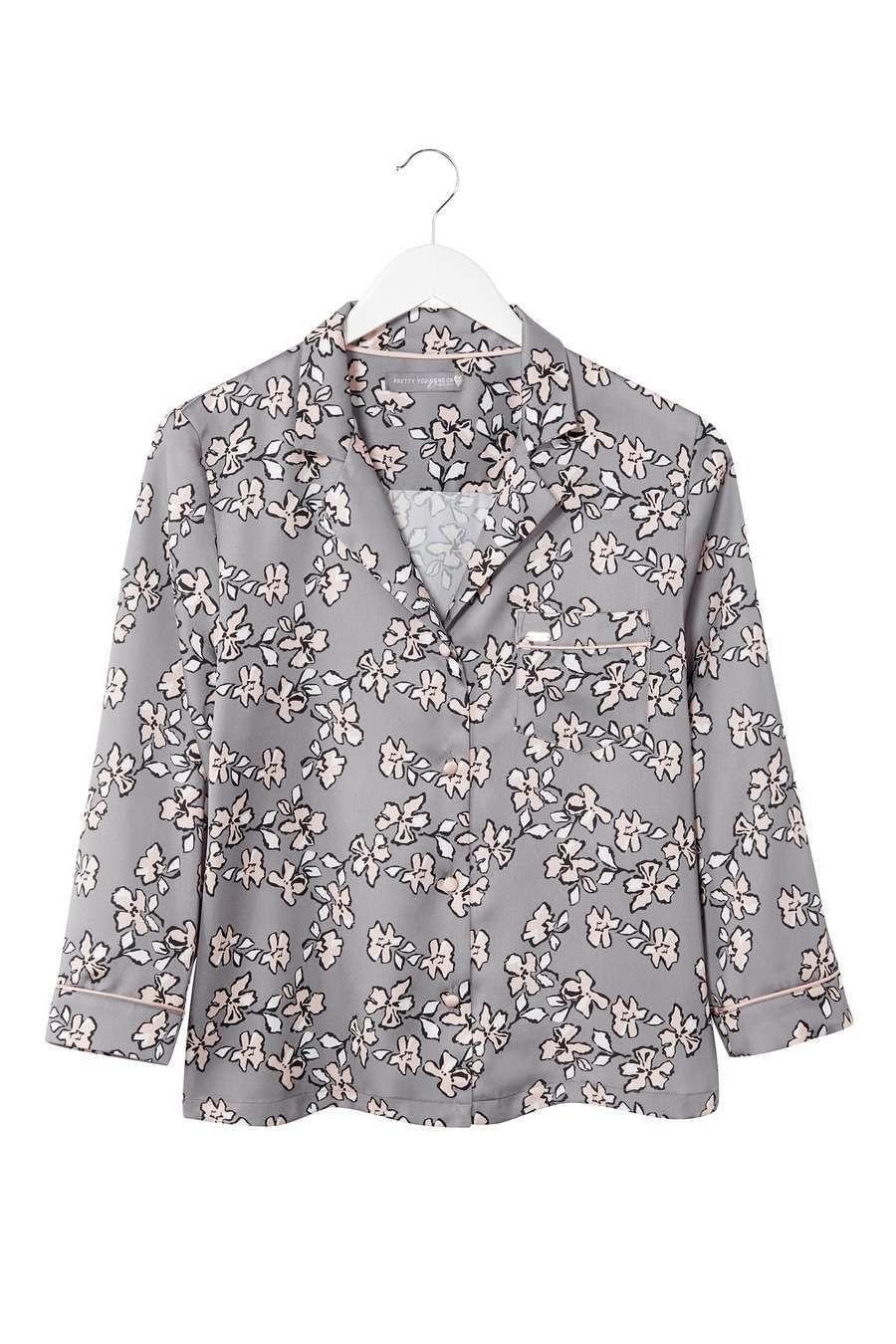 Mix and Match Floral Shirt in Dove Grey (Shirt only)
