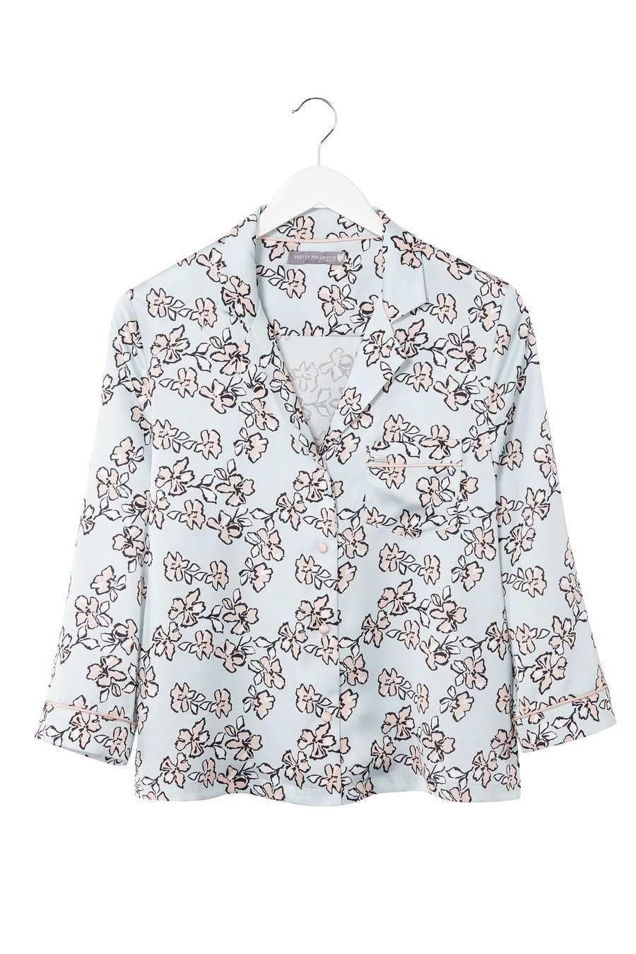 Mix and Match Floral Shirt in Duck Egg Blue