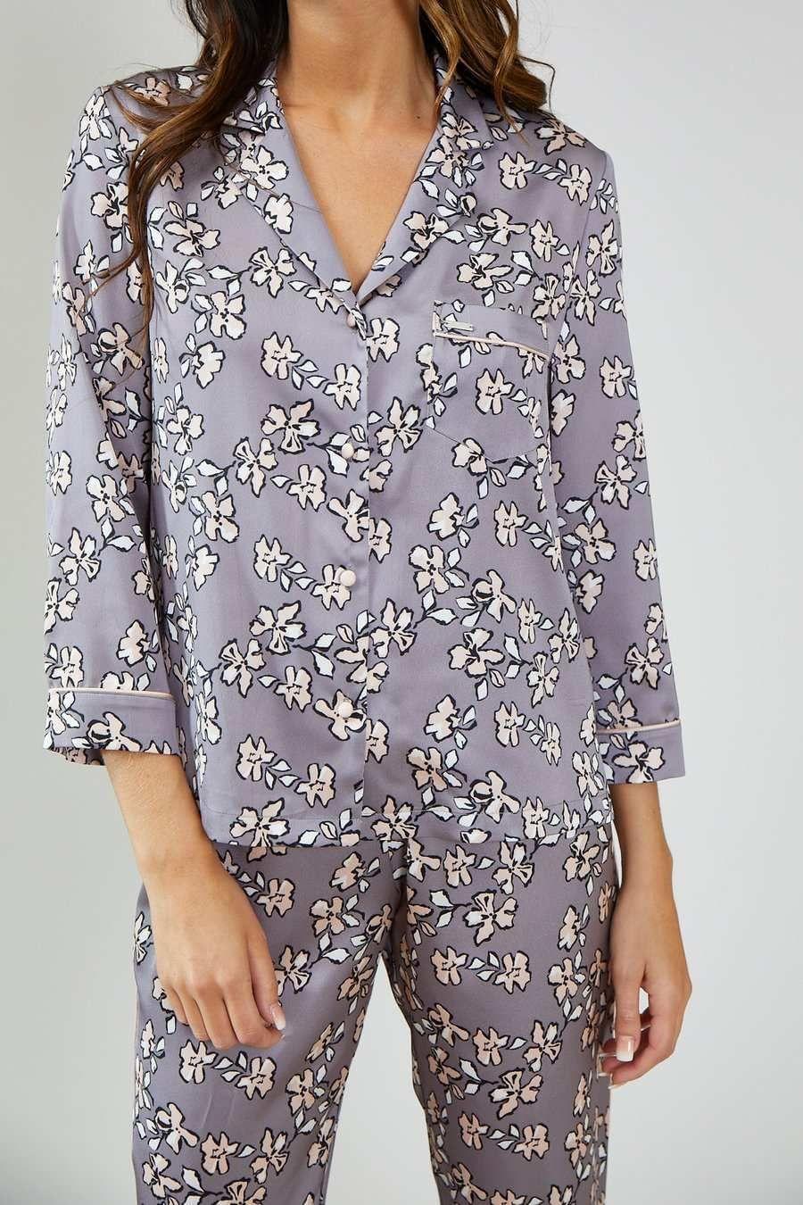 Mix and Match Floral Trousers Grey