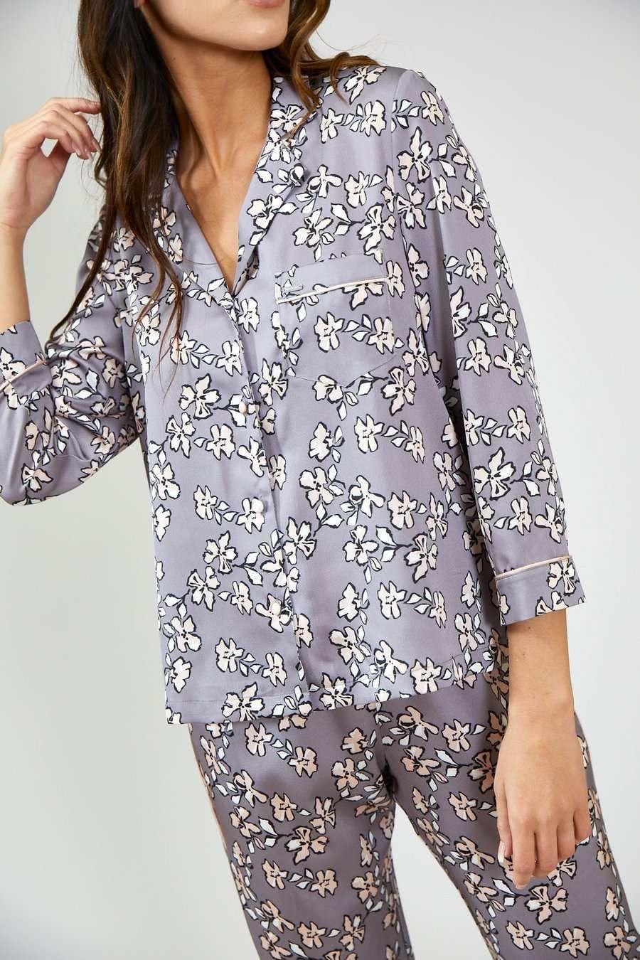 Mix and Match Floral Trousers Grey